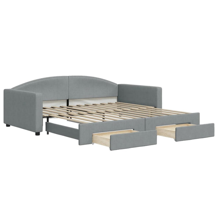 Divano Letto Estraibile Cassetti Grigio Chiaro 100x200 Tessuto 3197229