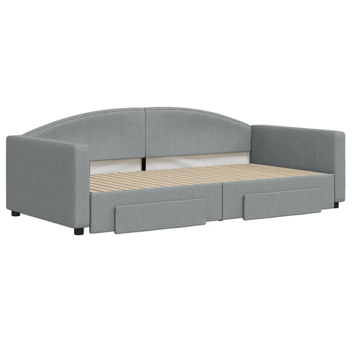 Divano Letto Estraibile Cassetti Grigio Chiaro 100x200 Tessuto 3197229