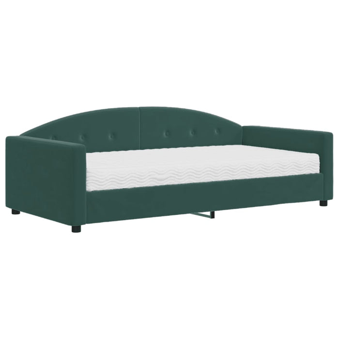 Divano Letto con Materasso Verde Scuro 100x200 cm in Velluto 3197286