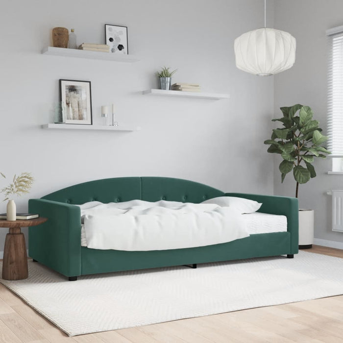 Divano Letto con Materasso Verde Scuro 100x200 cm in Velluto 3197286