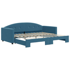 Divano Letto con Letto Estraibile Blu 90x200 cm in Velluto 3197300