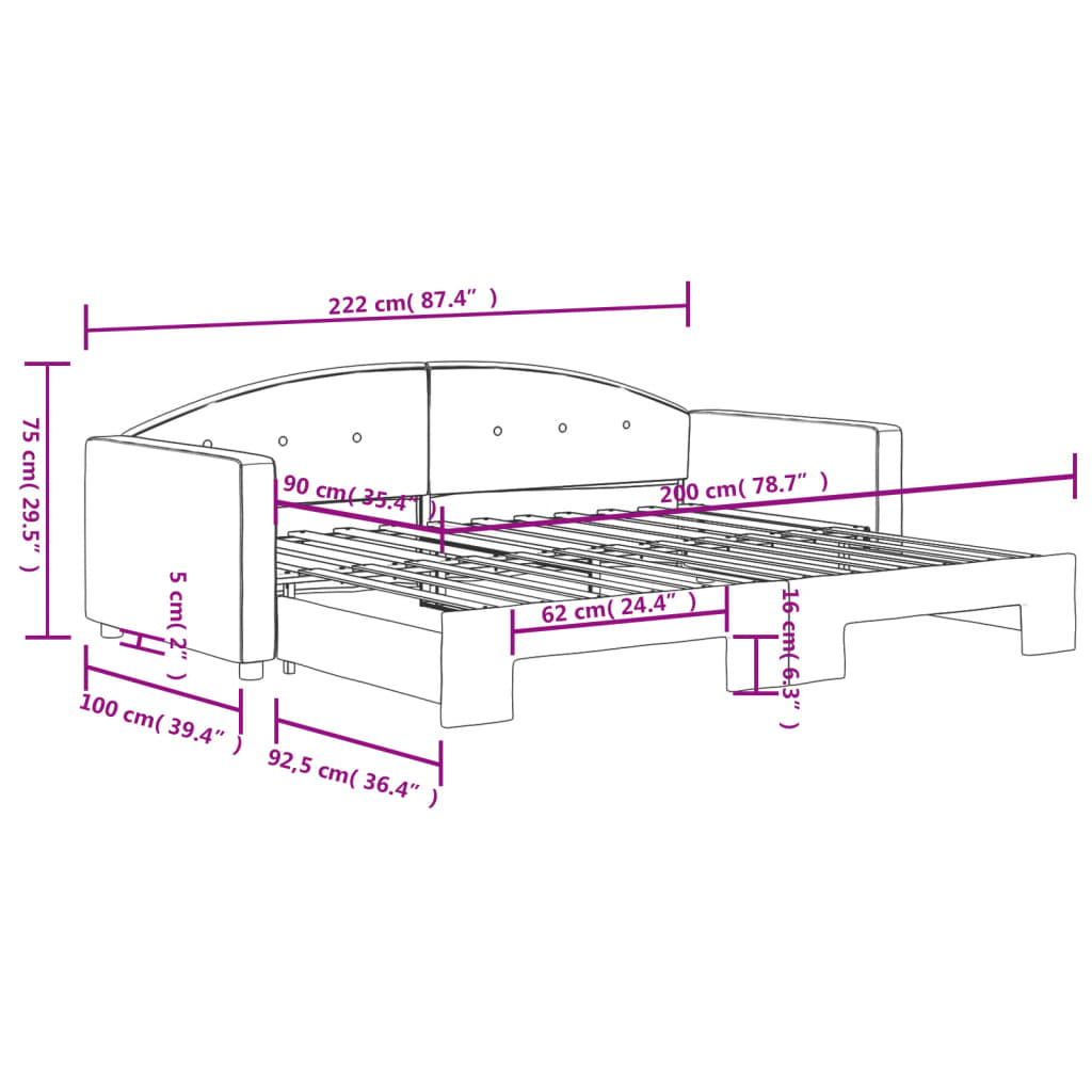 Divano Letto con Letto Estraibile Blu 90x200 cm in Velluto 3197300