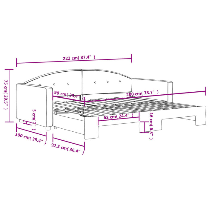 Divano Letto con Letto Estraibile Blu 90x200 cm in Velluto 3197300