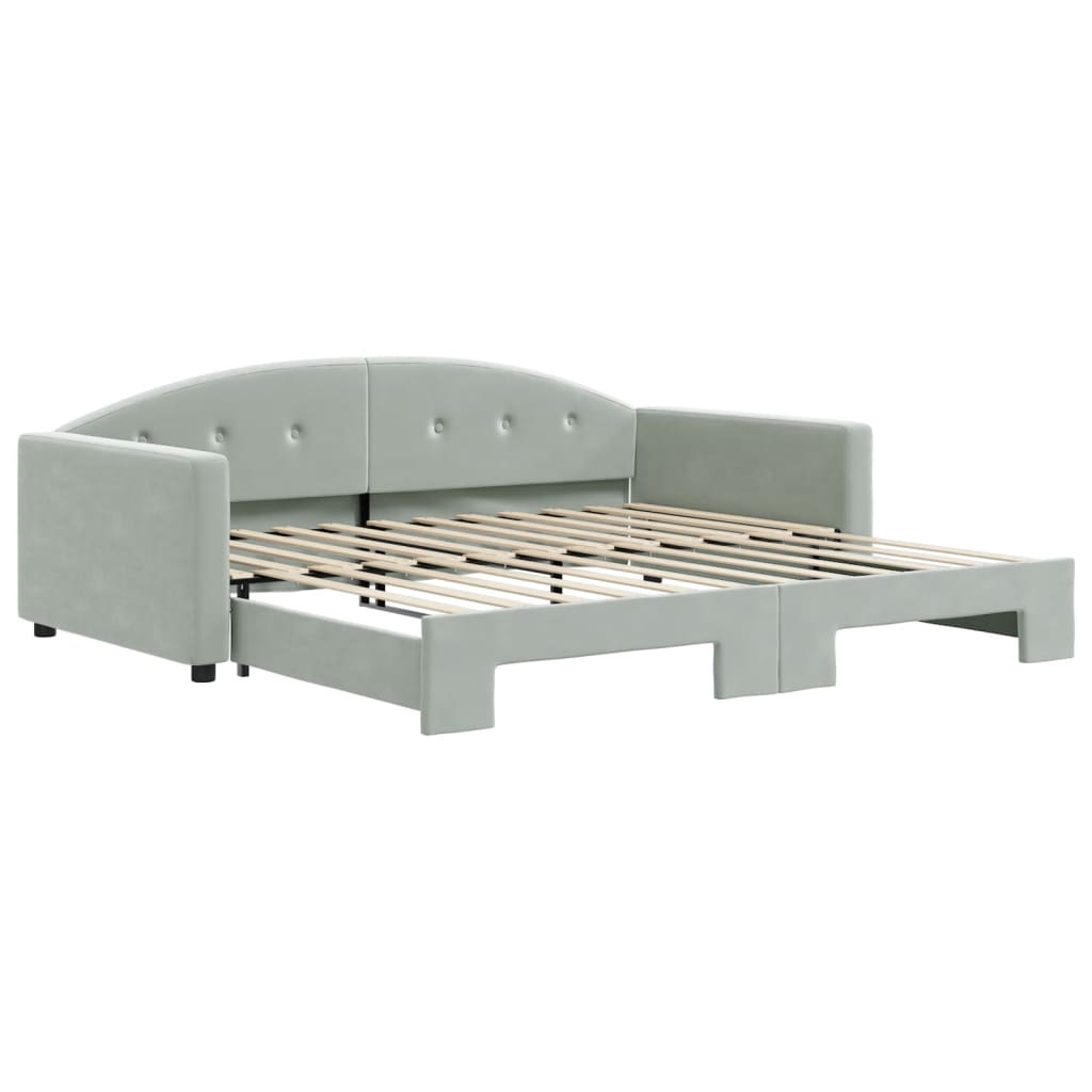 Divano Letto con Letto Estraibile Grigio Chiaro 100x200 Velluto 3197308