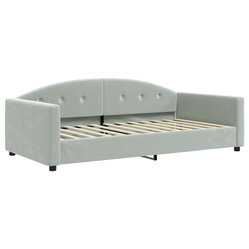 Divano Letto con Letto Estraibile Grigio Chiaro 100x200 Velluto 3197308