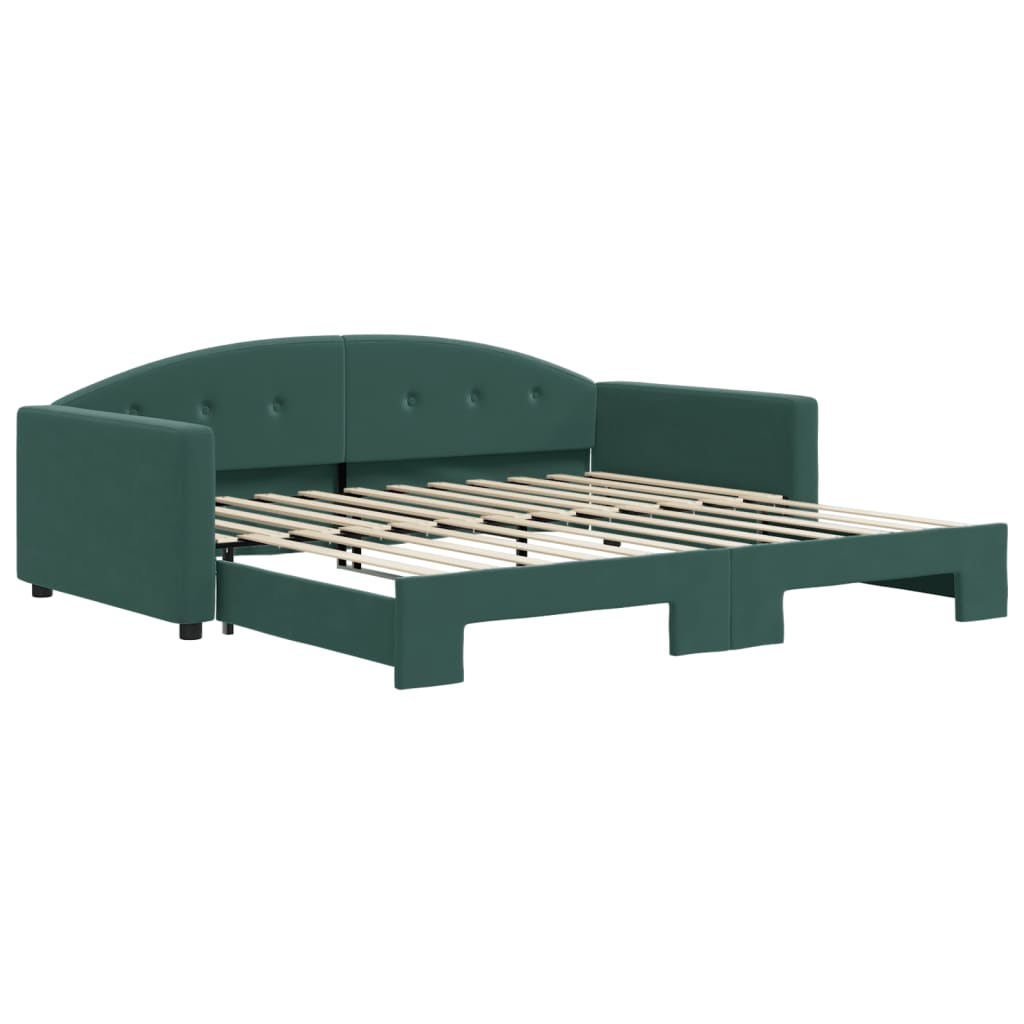 Divano Letto con Letto Estraibile Verde Scuro 100x200cm Velluto 3197310