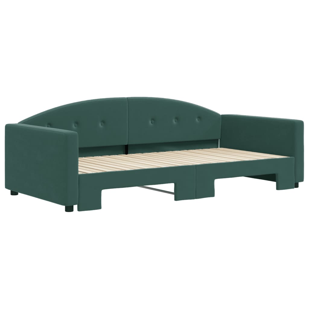 Divano Letto con Letto Estraibile Verde Scuro 100x200cm Velluto 3197310