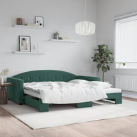 Divano Letto con Letto Estraibile Verde Scuro 100x200cm Velluto 3197310