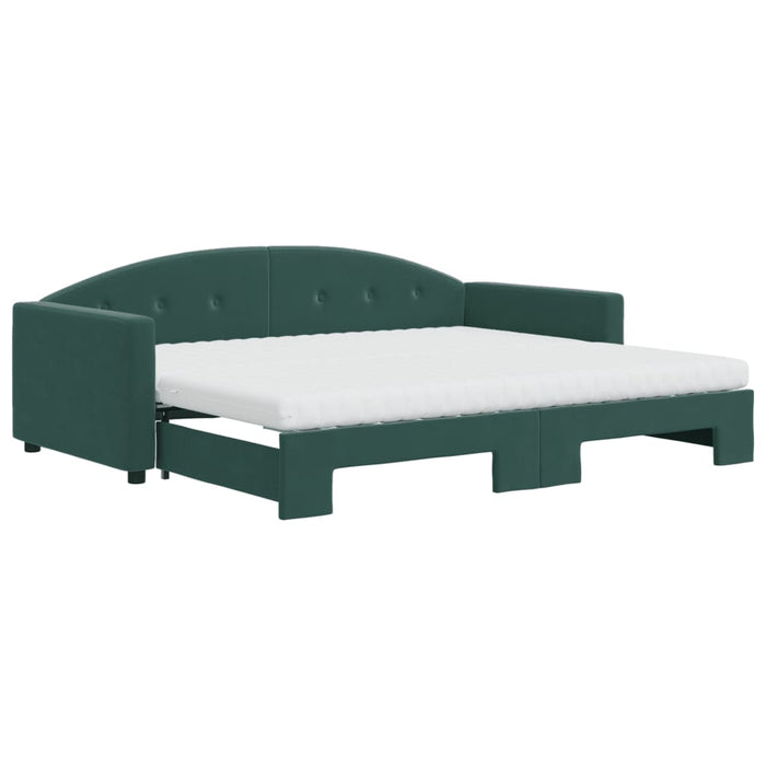 Divano Letto Estraibile Materassi Verde Scuro 90x200 Velluto 3197327