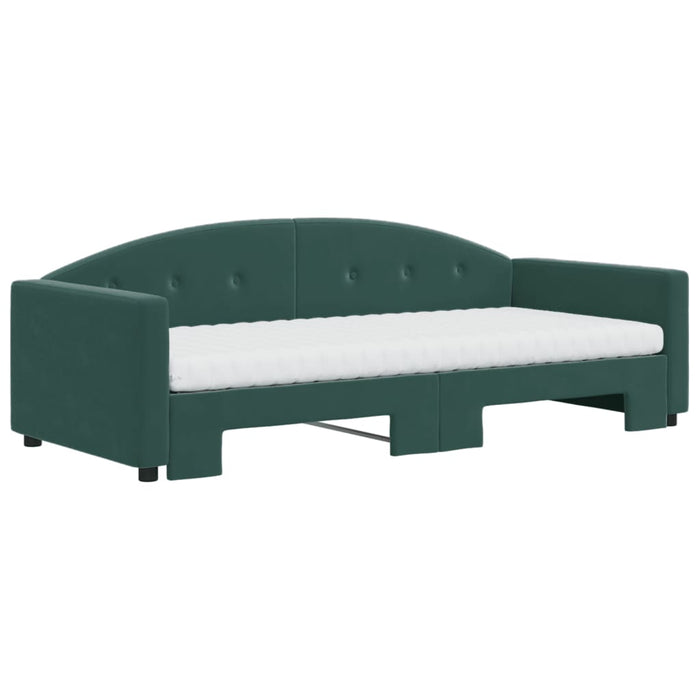 Divano Letto Estraibile Materassi Verde Scuro 90x200 Velluto 3197327