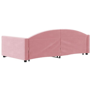 Divano Letto Estraibile con Cassetti Rosa 100x200 cm Velluto 3197359