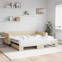 Divano Letto con Letto Estraibile Crema 100x200 cm in Tessutocod mxl 130573