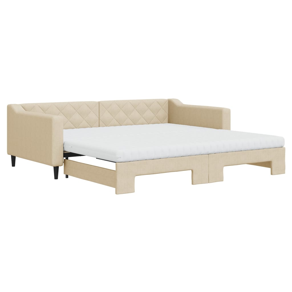 Divano Letto Estraibile con Materassi Crema 100x200 cm Tessutocod mxl 107115