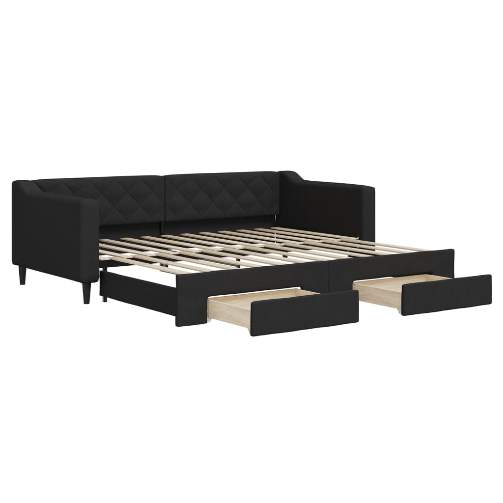 Divano Letto Estraibile con Cassetti Nero 90x200 cm in Tessutocod mxl 106644