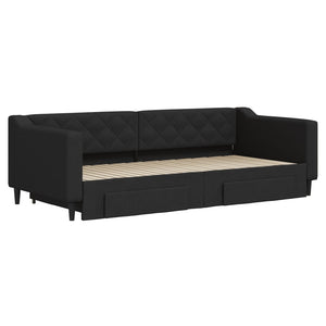 Divano Letto Estraibile con Cassetti Nero 90x200 cm in Tessutocod mxl 106644