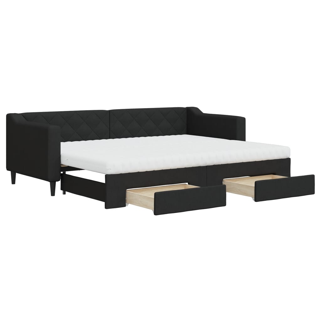 Divano Letto Estraibile con Cassetti Nero 80x200 cm in Tessutocod mxl 131087