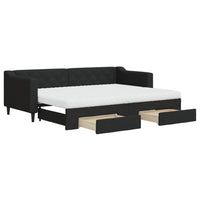 Divano Letto Estraibile con Cassetti Nero 80x200 cm in Tessutocod mxl 131087