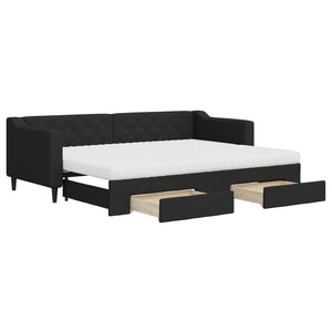 Divano Letto Estraibile con Cassetti Nero 80x200 cm in Tessutocod mxl 131087