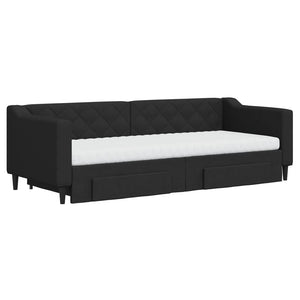 Divano Letto Estraibile con Cassetti Nero 80x200 cm in Tessutocod mxl 131087