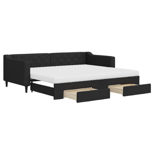 Divano Letto Estraibile con Cassetti Nero 90x200 cm in Tessutocod mxl 130646