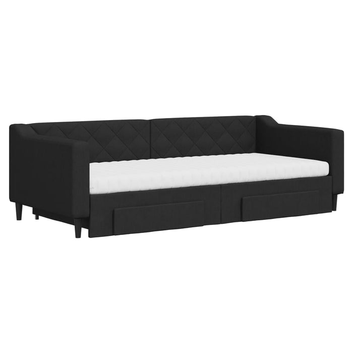 Divano Letto Estraibile con Cassetti Nero 90x200 cm in Tessutocod mxl 130646