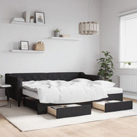 Divano Letto Estraibile con Cassetti Nero 90x200 cm in Tessutocod mxl 130646