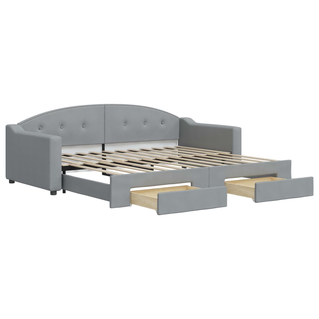 Divano Letto Estraibile Cassetti Grigio Chiaro 90x200cm Tessuto cod mxl 134464