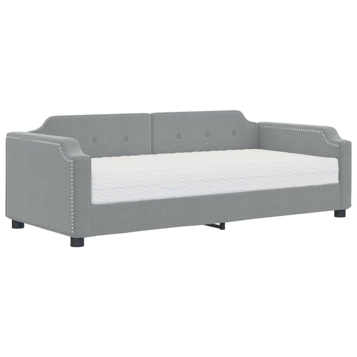 Divano Letto con Materasso Grigio Chiaro 90x190 cm in Tessuto 3197626