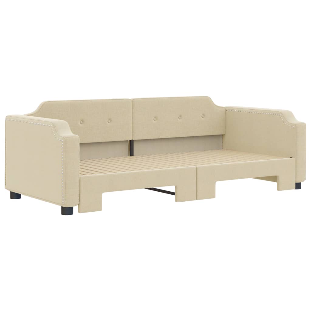 Divano Letto con Letto Estraibile Crema 90x200 cm in Tessuto 3197638