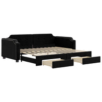 Divano Letto Estraibile con Cassetti Nero 80x200 cm in Tessuto 3197667