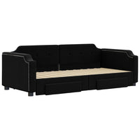 Divano Letto Estraibile con Cassetti Nero 80x200 cm in Tessuto 3197667