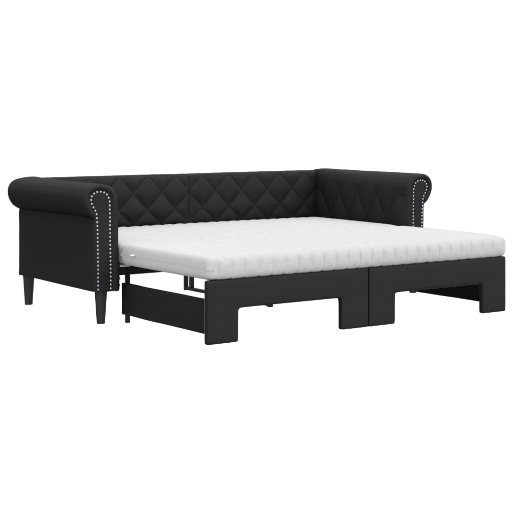 Divano Letto Estraibile con Materassi Nero 90x200 cm Similpelle 3197727