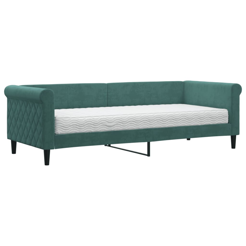 Divano Letto con Materasso Verde Scuro 80x200 cm in Velluto 3197742