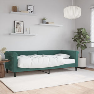 Divano Letto con Materasso Verde Scuro 80x200 cm in Velluto 3197742