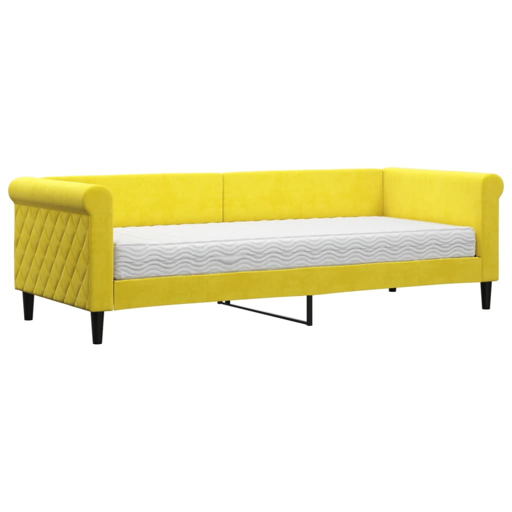 Divano Letto con Materasso Giallo 80x200 cm in Velluto 3197745