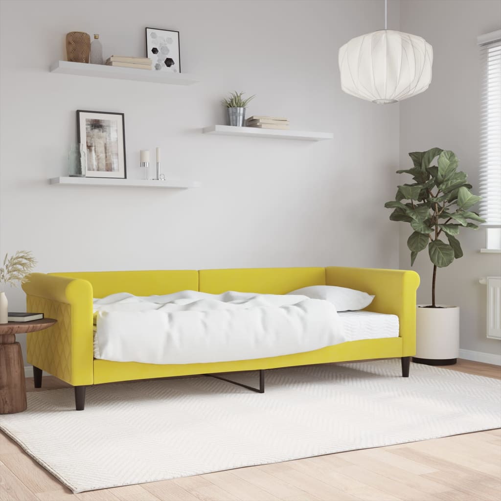 Divano Letto con Materasso Giallo 80x200 cm in Velluto 3197745