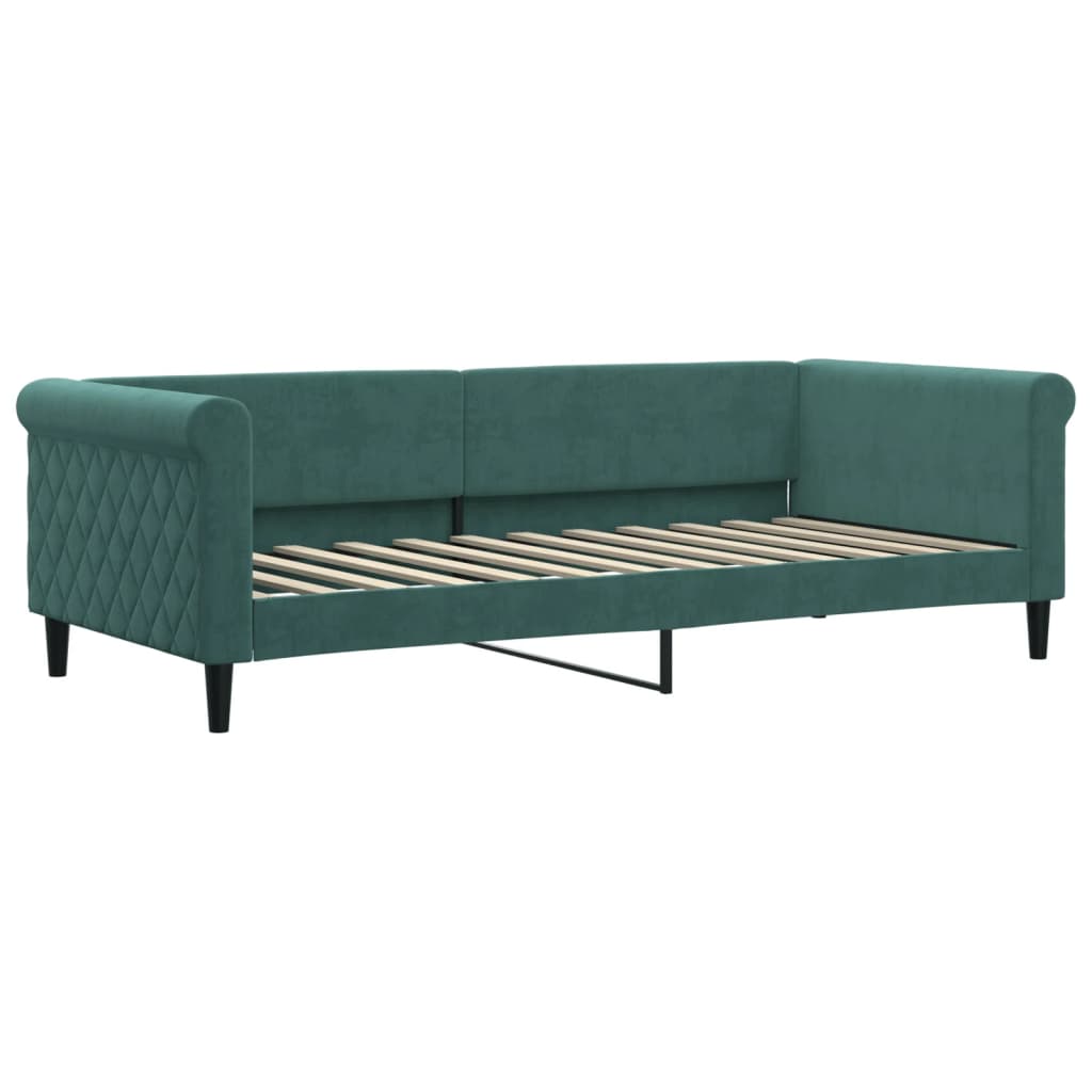 Divano Letto con Materasso Verde Scuro 90x200 cm in Velluto 3197749