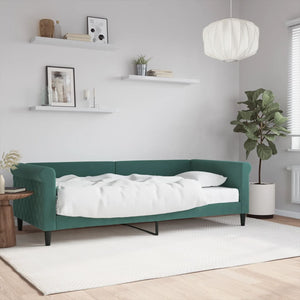 Divano Letto con Materasso Verde Scuro 90x200 cm in Velluto 3197749