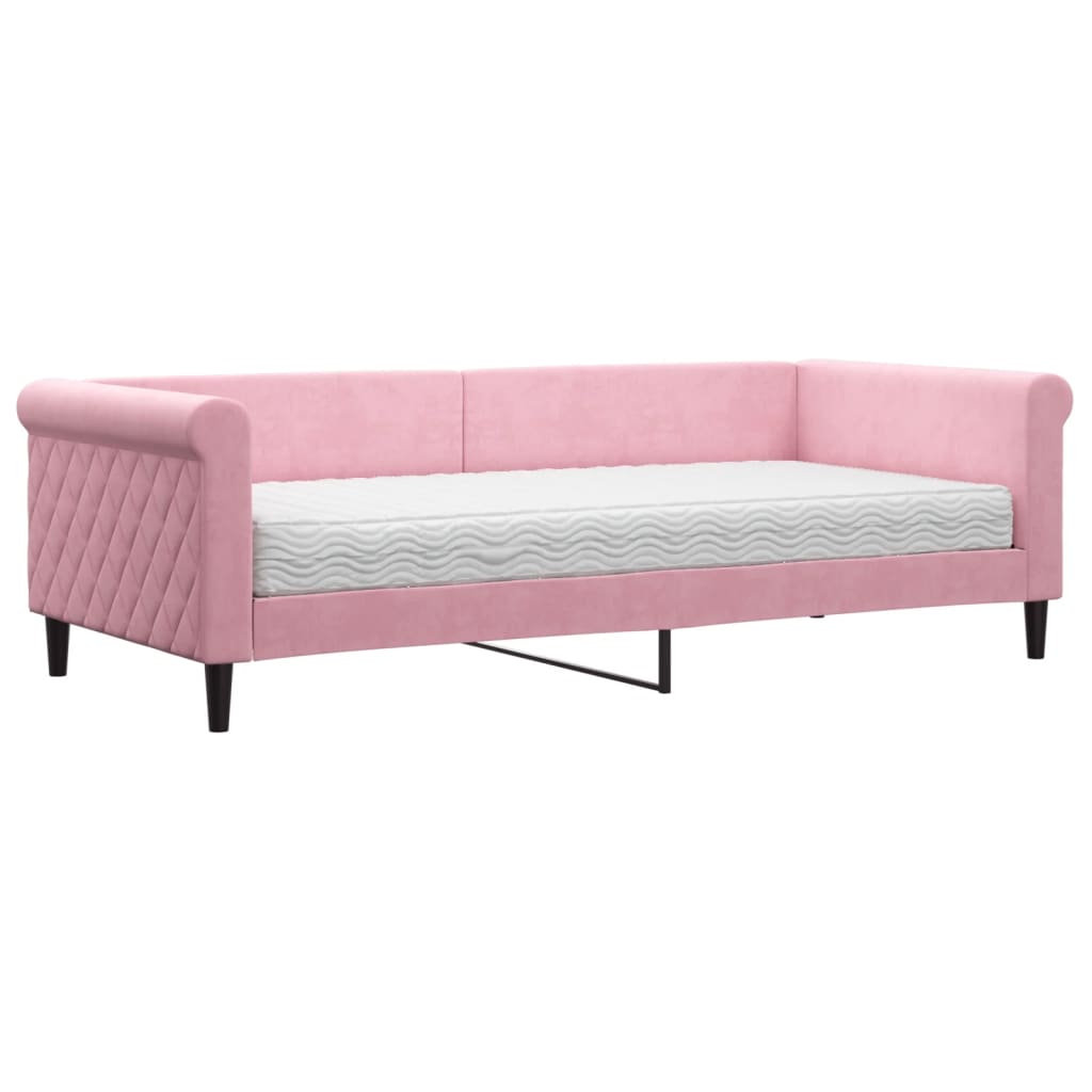 Divano Letto con Materasso Rosa 90x200 cm in Velluto 3197750