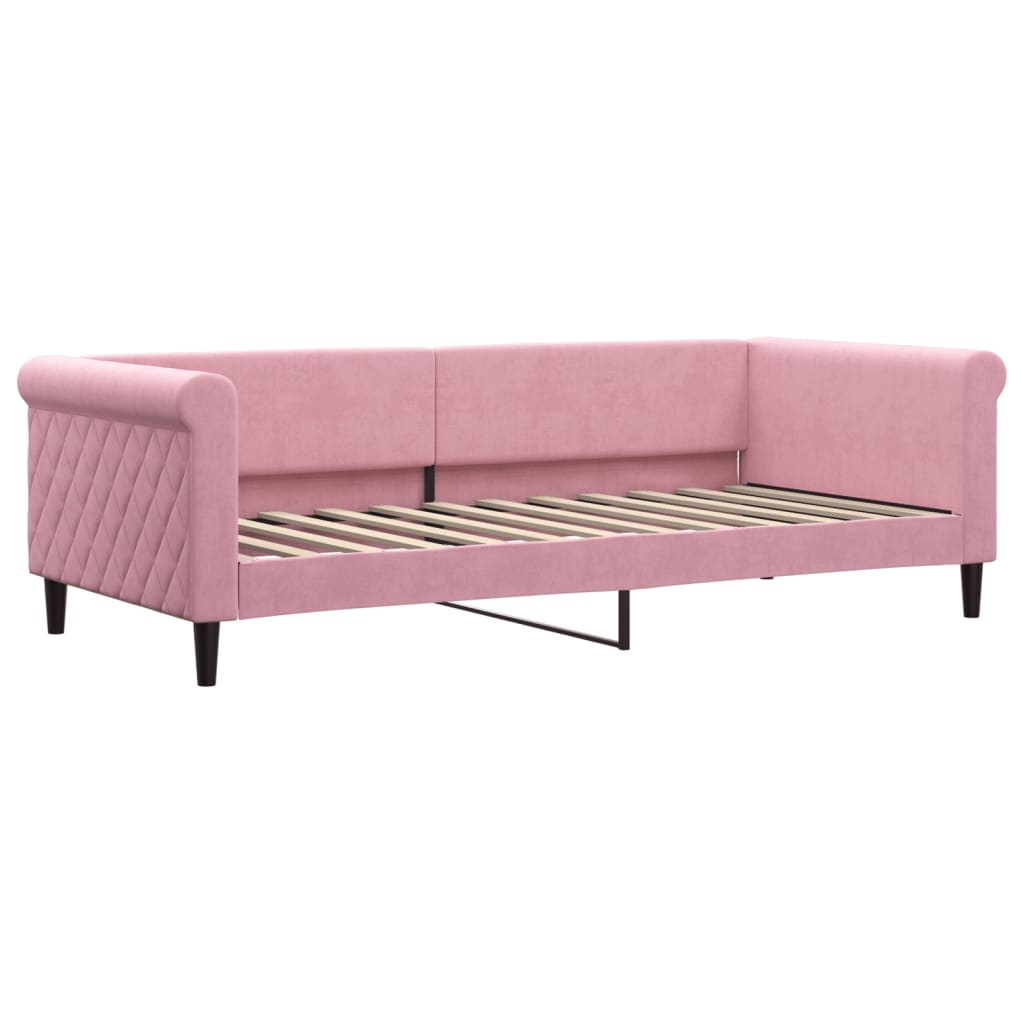 Divano Letto con Materasso Rosa 90x200 cm in Velluto 3197750