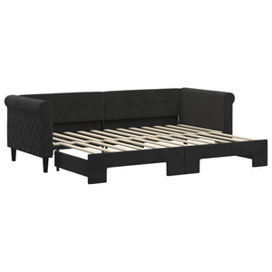 Divano Letto con Letto Estraibile Nero 80x200 cm in Velluto 3197768