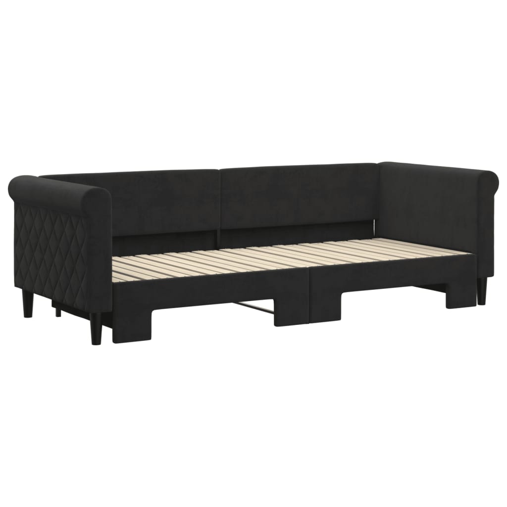 Divano Letto con Letto Estraibile Nero 80x200 cm in Velluto 3197768