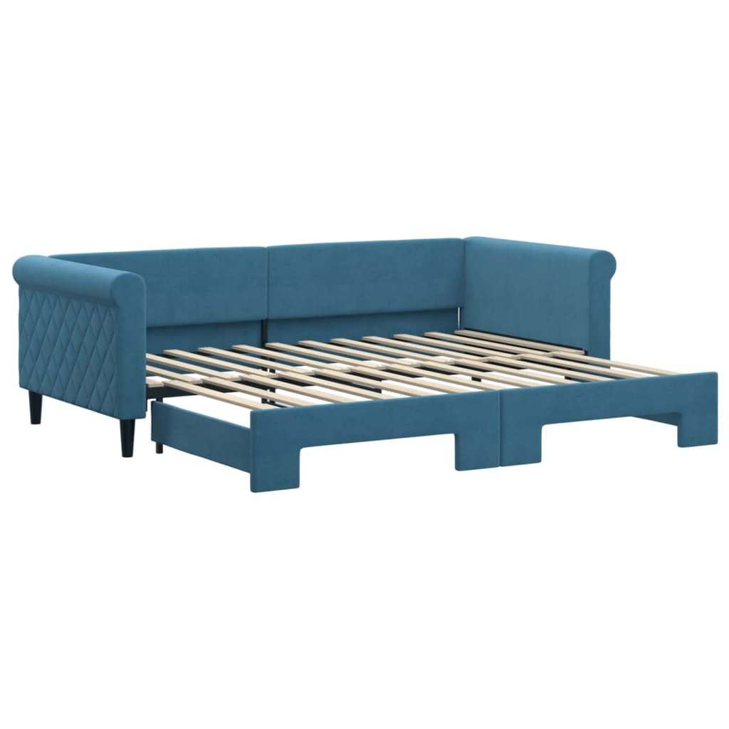 Divano Letto con Letto Estraibile Blu 90x200 cm in Velluto 3197770