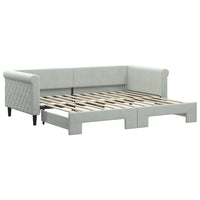 Divano Letto con Letto Estraibile Grigio Chiaro 90x200 Velluto 3197771