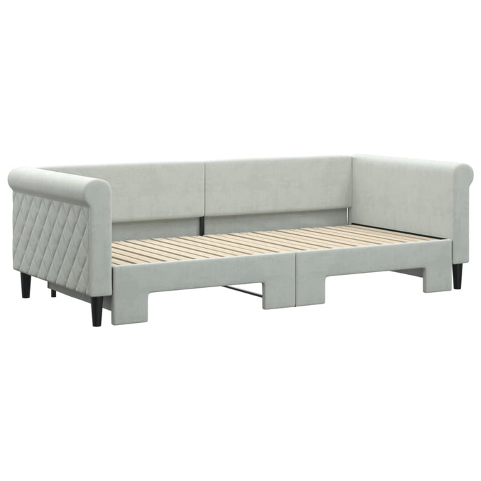 Divano Letto con Letto Estraibile Grigio Chiaro 90x200 Velluto 3197771