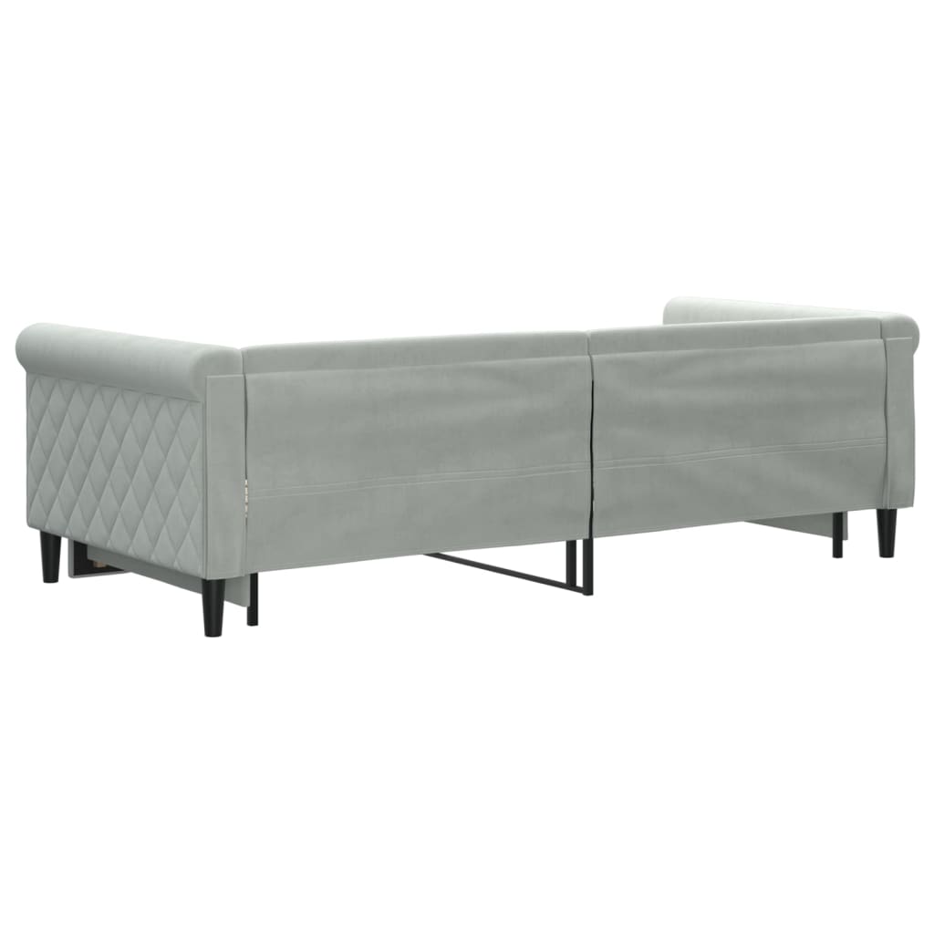 Divano Letto con Letto Estraibile Grigio Chiaro 90x200 Velluto 3197771