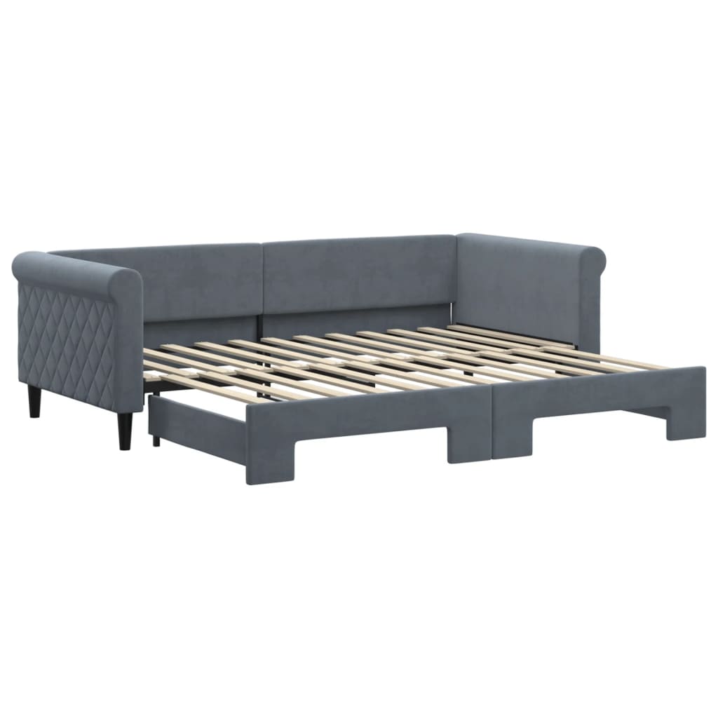 Divano Letto con Letto Estraibile Grigio Scuro 90x200cm Velluto 3197772