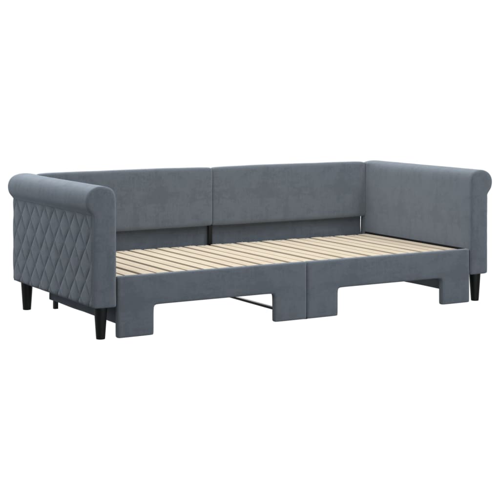 Divano Letto con Letto Estraibile Grigio Scuro 90x200cm Velluto 3197772