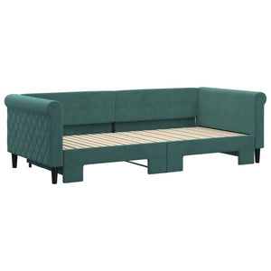 Divano Letto con Letto Estraibile Verde Scuro 90x200cm Velluto 3197773