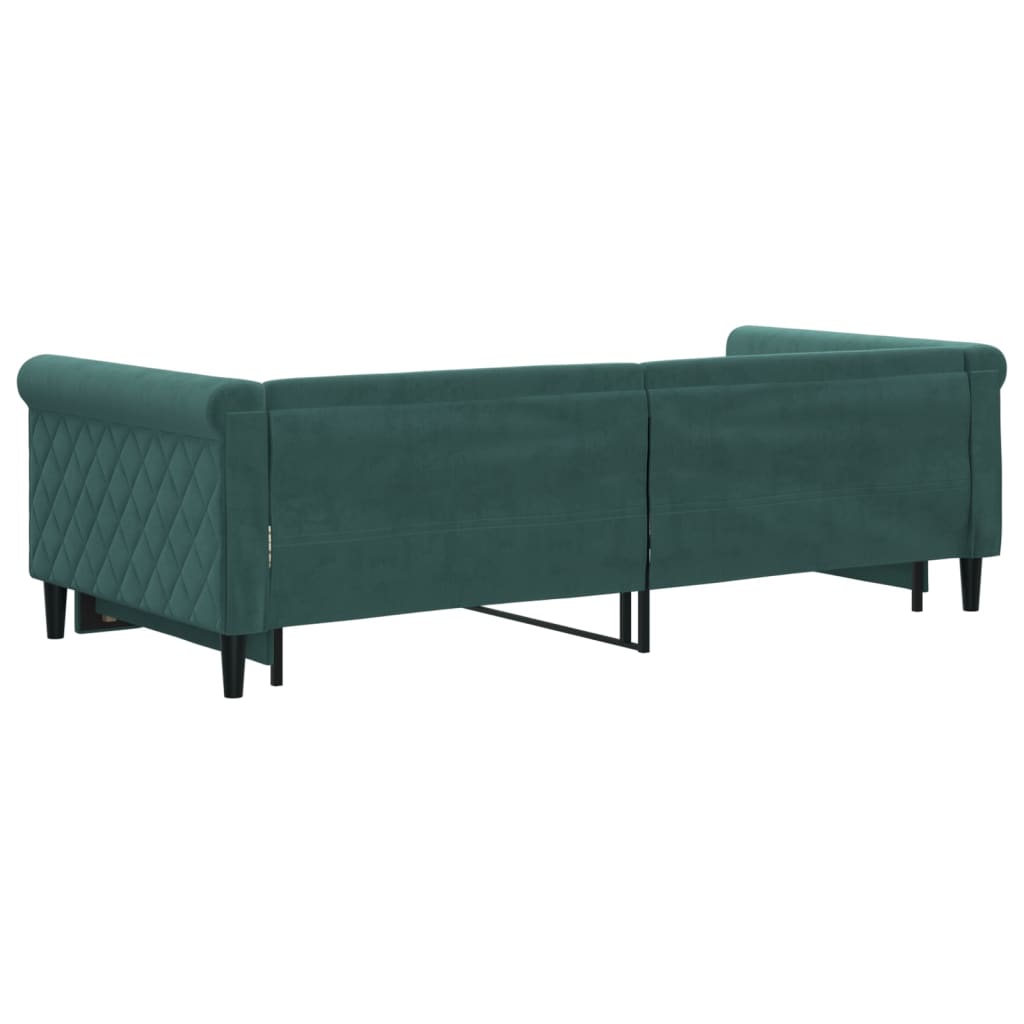 Divano Letto con Letto Estraibile Verde Scuro 90x200cm Velluto 3197773